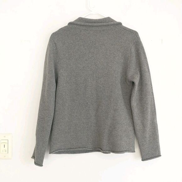 Eileen Fisher Sweater Blazer Cardigan Womens M Gray Cashmere Merino Wool Collare - Picture 4 of 6